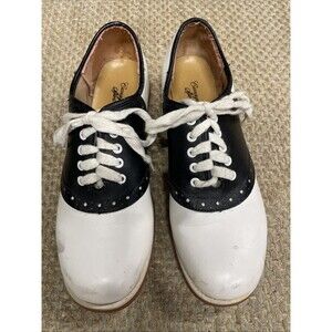 Vintage Carriage Court Sport Saddle Shoes Size 8 Women's Black White School Shoe